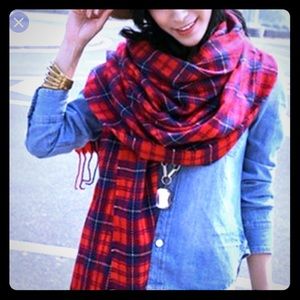 Lola’s Warm Plaid Red Flannel Scarf